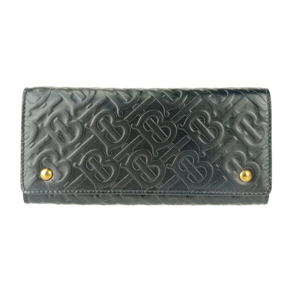 BURBERRY Black Monogram Leather Wallet - Picture 1 of 10